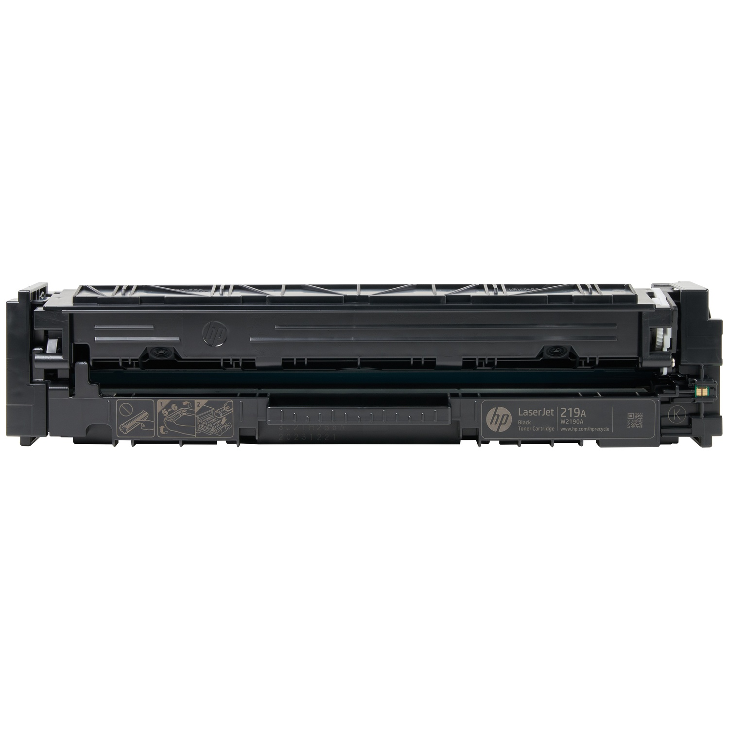 Black HP LaserJet 219A toner cartridge with an HP logo.
