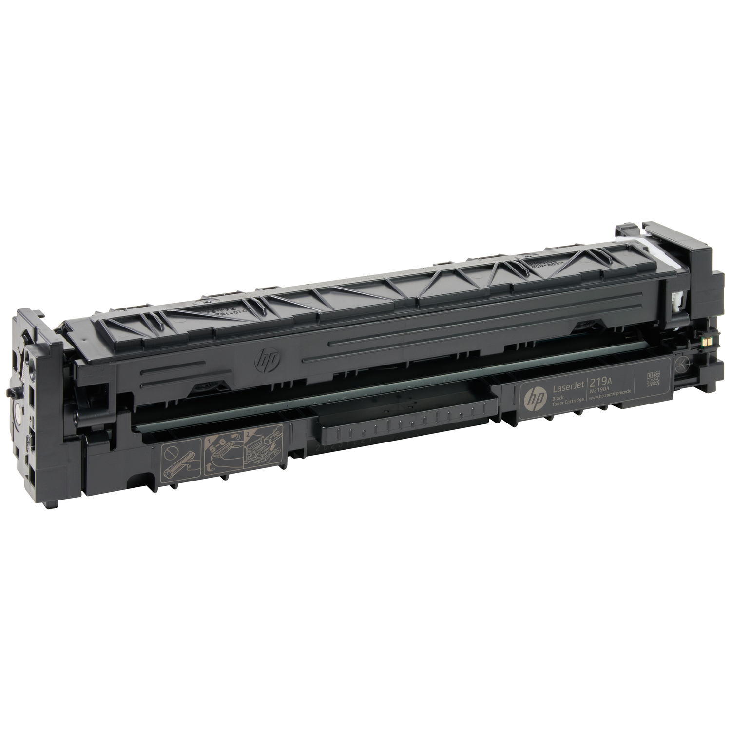 Black HP LaserJet 219A toner cartridge with recycling information.