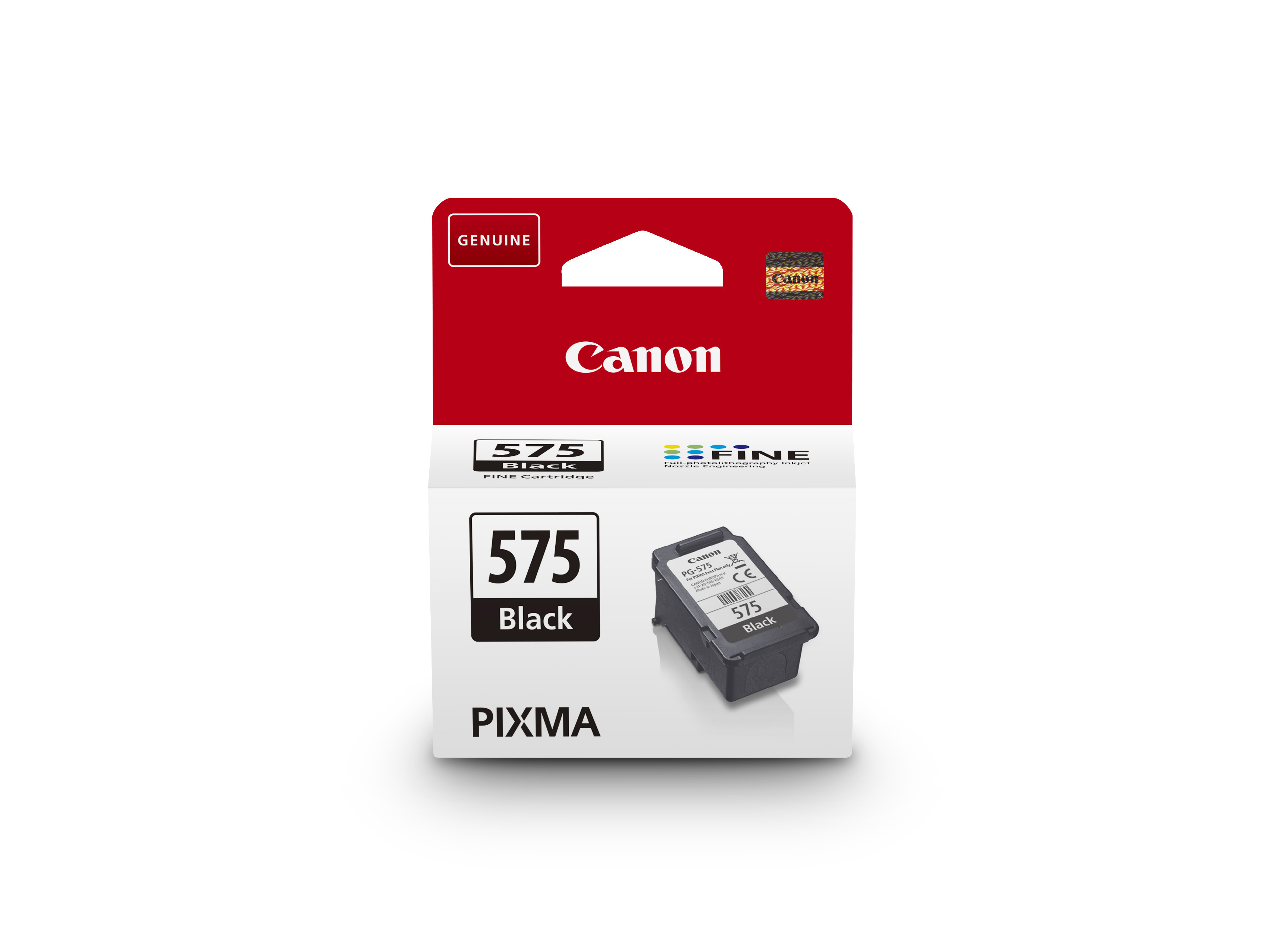 Canon 575 Siyah FINE Kartuş 'Genuine' ve 'Pixma' etiketli.