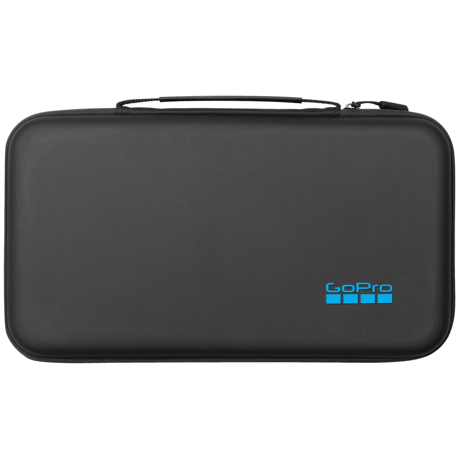 Étui de transport GoPro noir avec fermeture éclair et poignée.