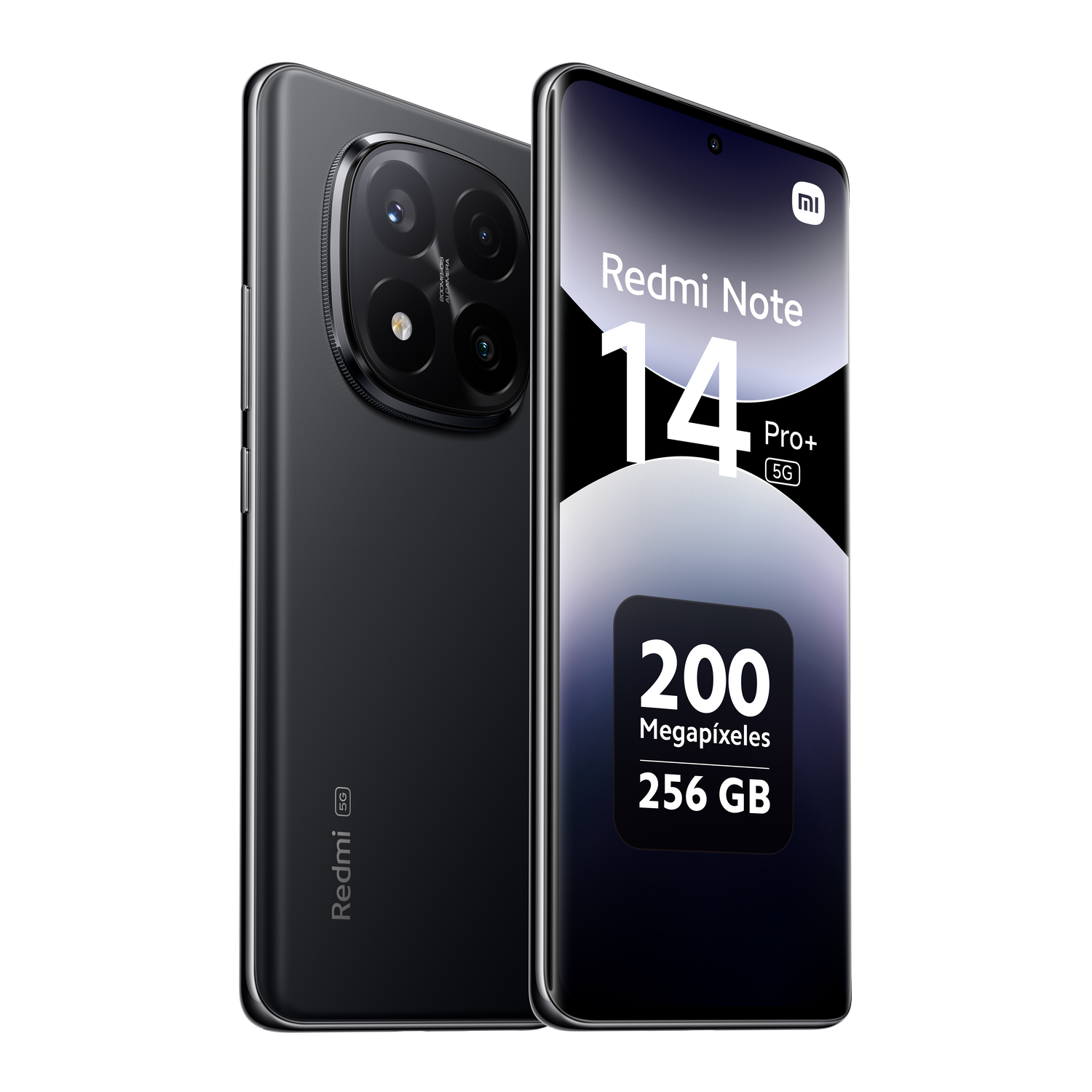 Xiaomi Redmi Note 14 Pro+ 5G negro con cámara de 200 MP y 256 GB.