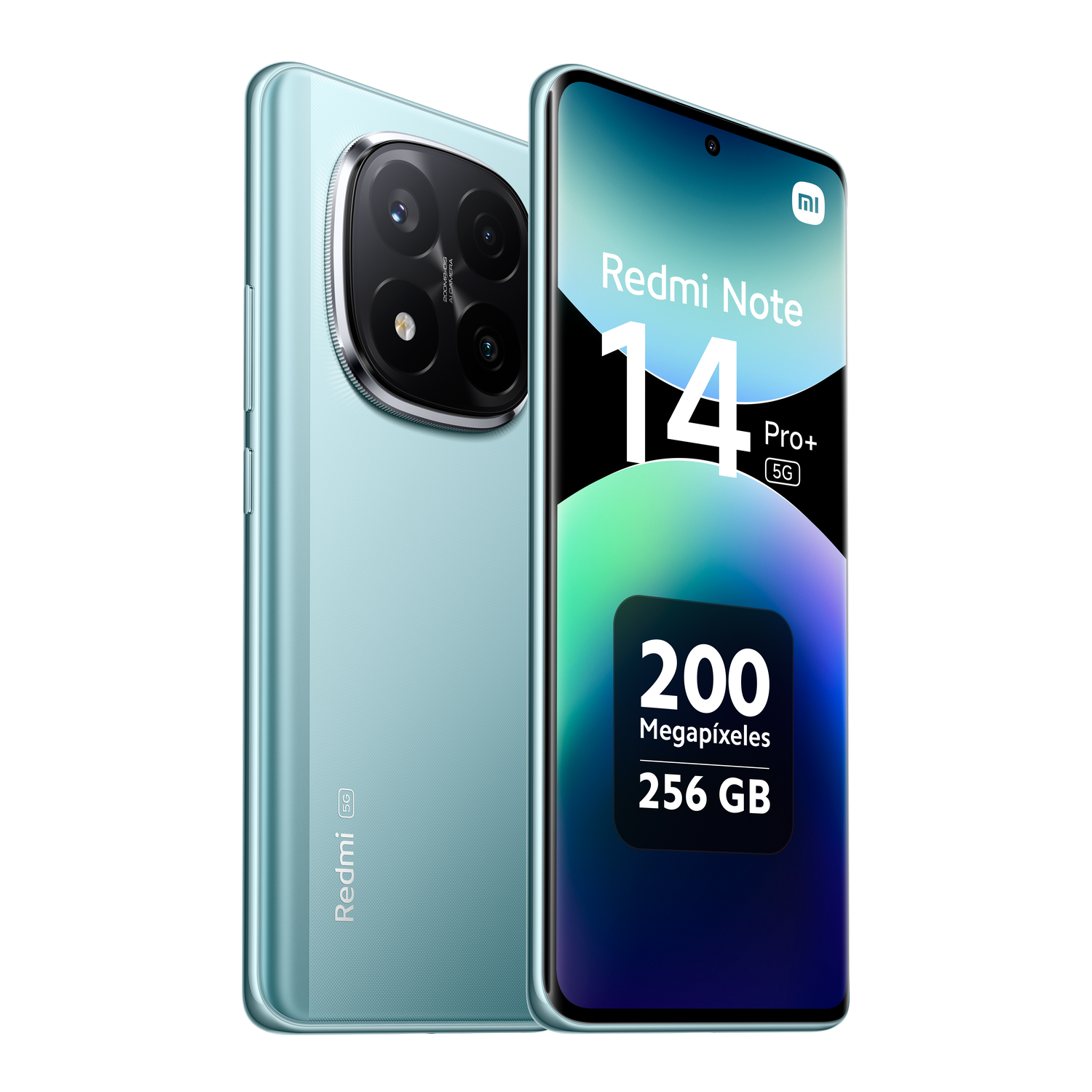 El Redmi Note 14 Pro+ 5G turquesa tiene cámara de 200MP y 256GB.