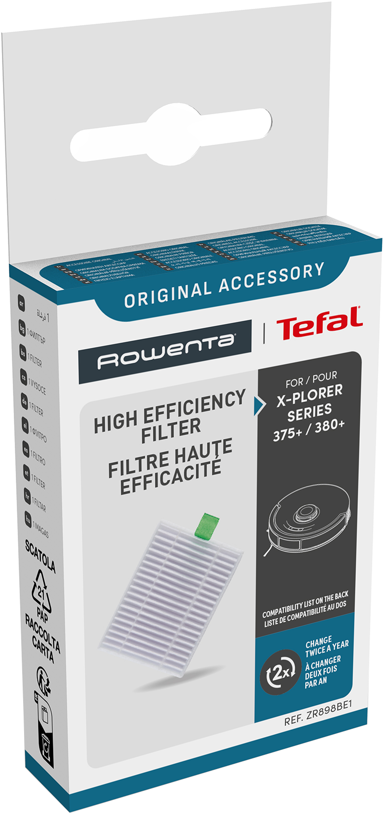 Rowenta X-Plorer nagy hatékonyságú szűrő zöld füllel.