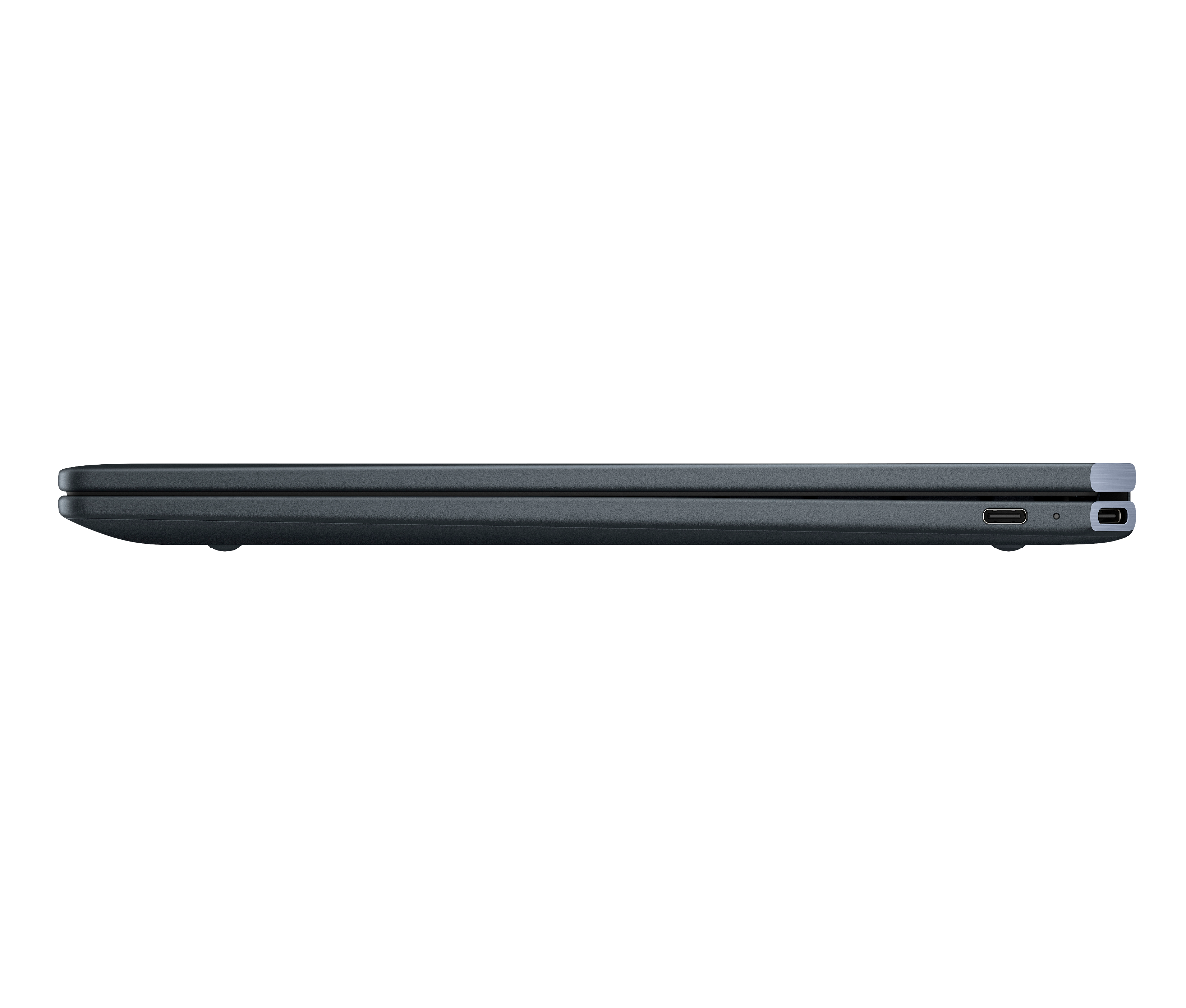 Ciemnoszary profil laptopa z portem USB-C i gniazdem kart SD.
