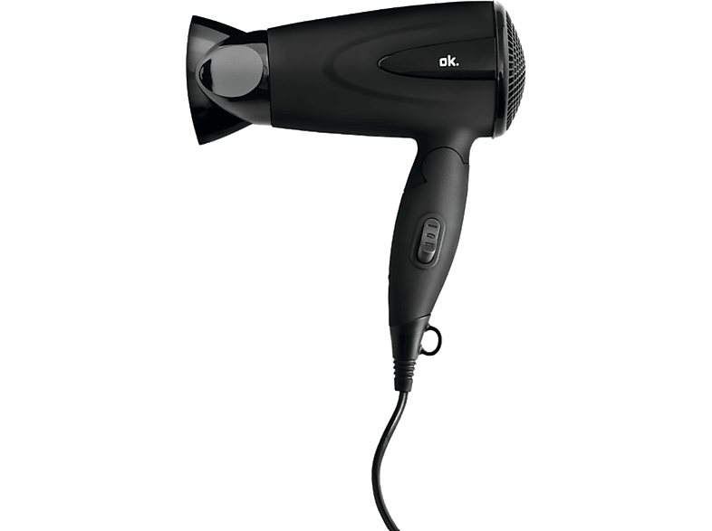 ok. OHD 1222 B Reisehaartrockner Schwarz, matt/glänzend (1200 Watt)