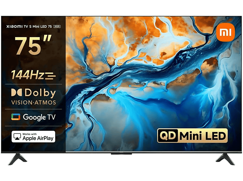 TV Mini LED 75" - Xiaomi S 75 2025, UHD 4K, Smart con Google, 144 Hz, Gris cepillado