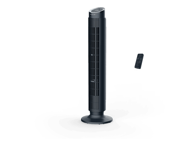 Ventilador de torre - Rowenta VU7020, 24 W, 22 dB, 8 Velocidades, Oscilación automática, Temporizador, Control remoto, Diseño compacto, Negro