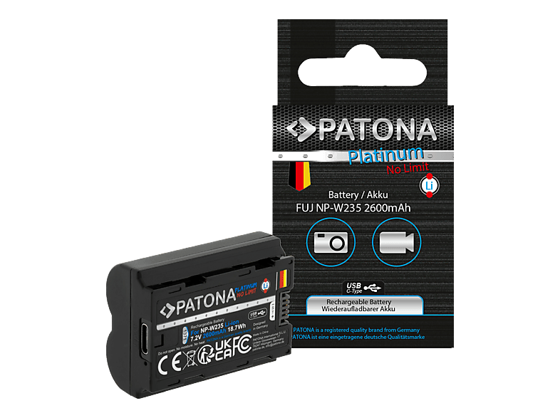 PATONA Platinum NP-W235 (1371) Lithium-Ionen Ersatzakku, 7.2 V, 2600 mAh