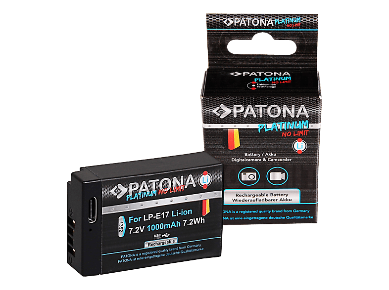 PATONA Platinum LP-E17 (1352) Lithium-Ionen Ersatzakku, 7.2 V, 1000 mAh