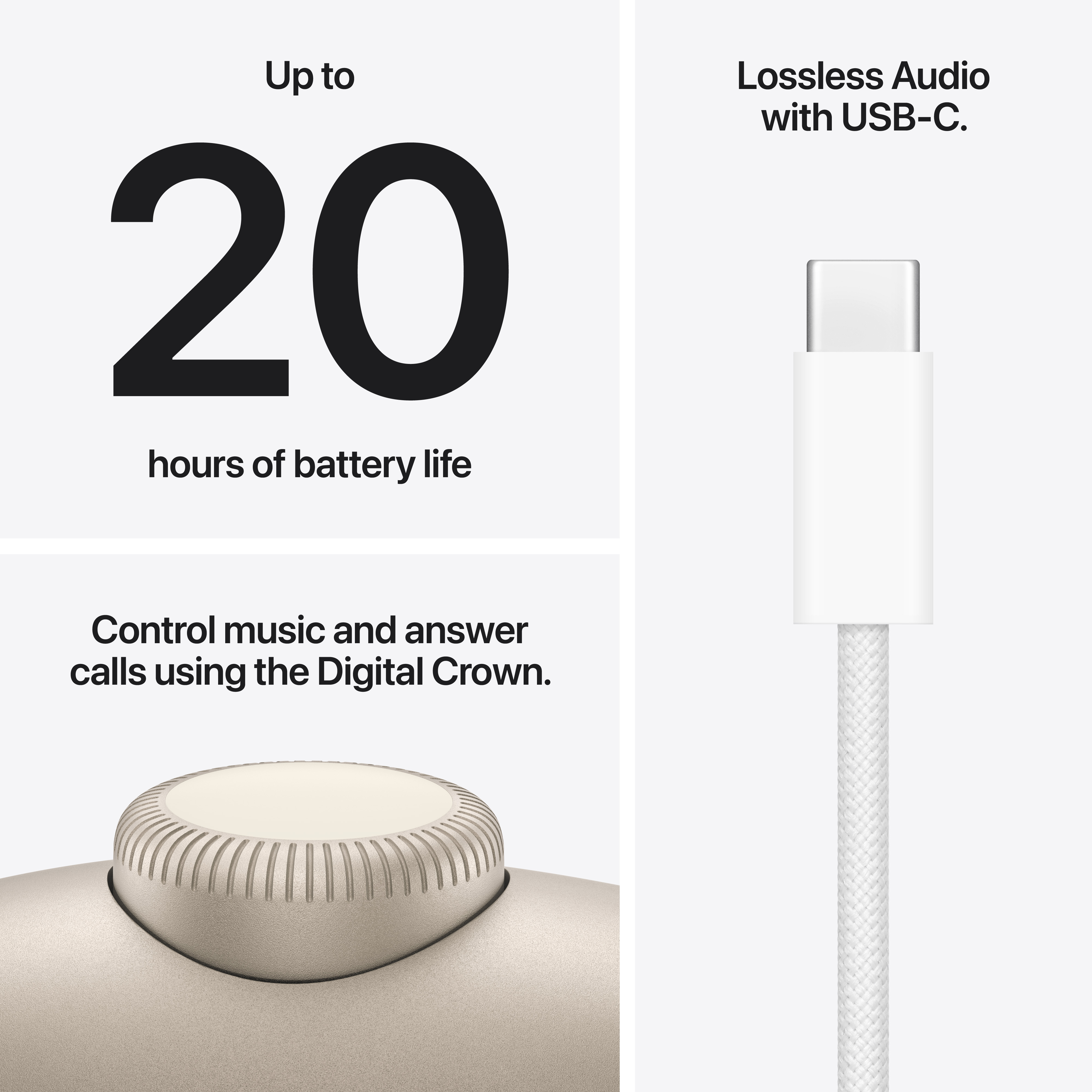 Jusqu'à 20h d'autonomie avec USB-C et Couronne Numérique.