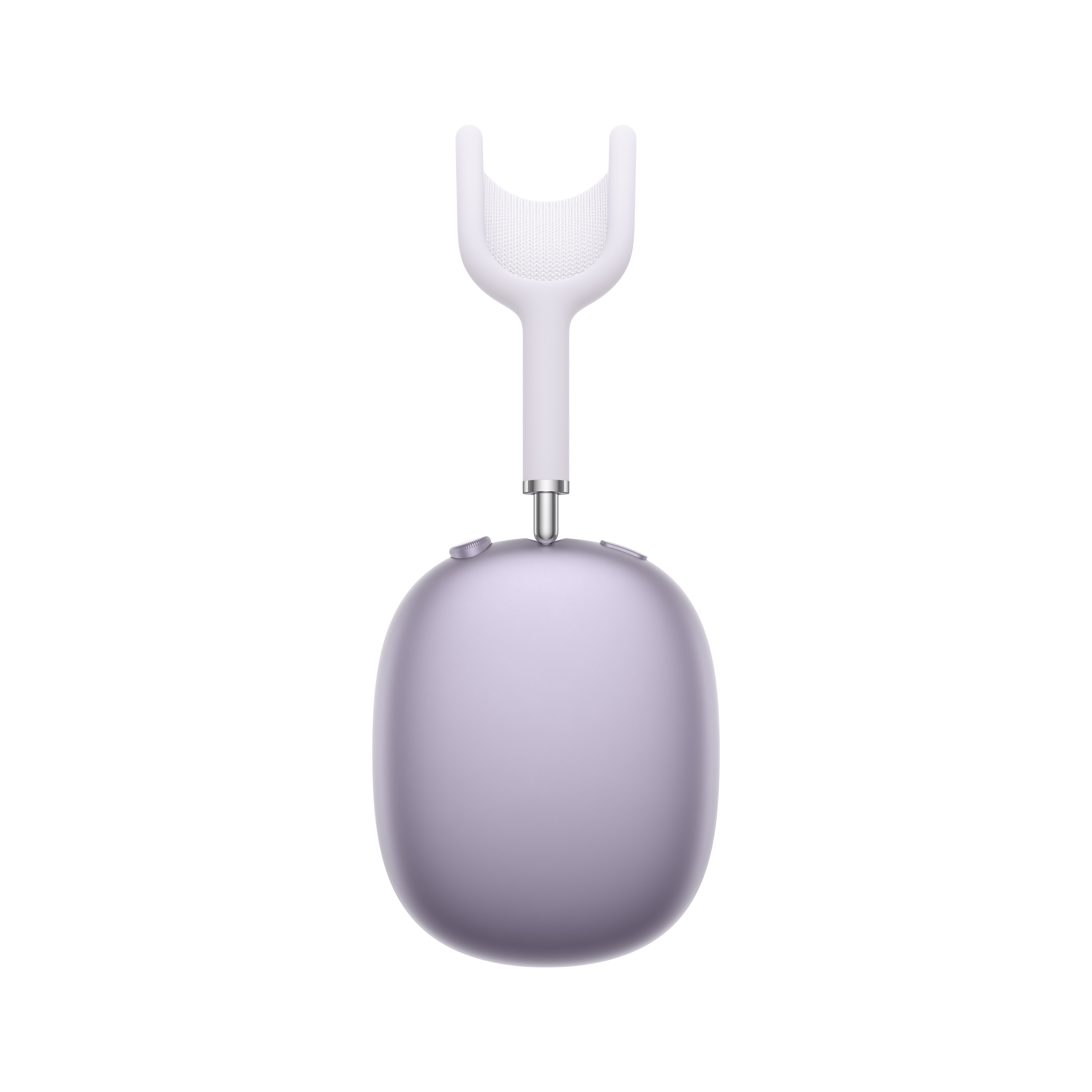 Un casque violet avec un bandeau blanc et des accents argentés.