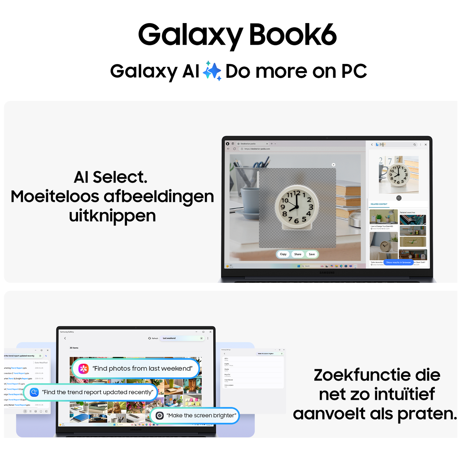 Galaxy Book6: AI-functies voor eenvoudige beeldselectie en zoekopdrachten.