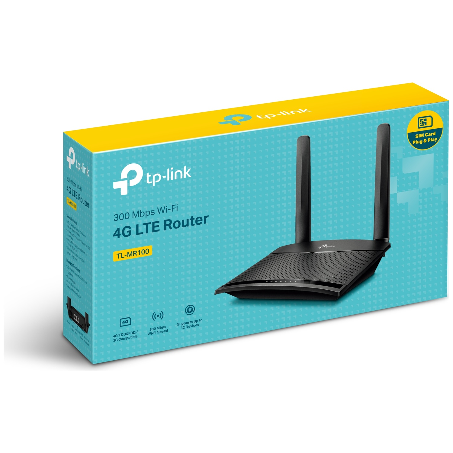Routeur TP-Link 4G LTE avec antennes sur une boîte.