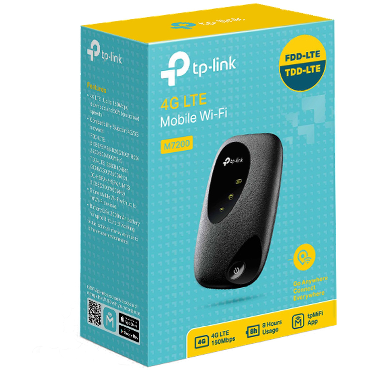 Emballage du routeur TP-Link M7200 4G LTE Mobile Wi-Fi avec image du produit.