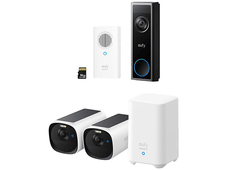 EufyCam E40 2K Caméra de Sécurité avec HomeBase 2 et Sonnette C31 Pack