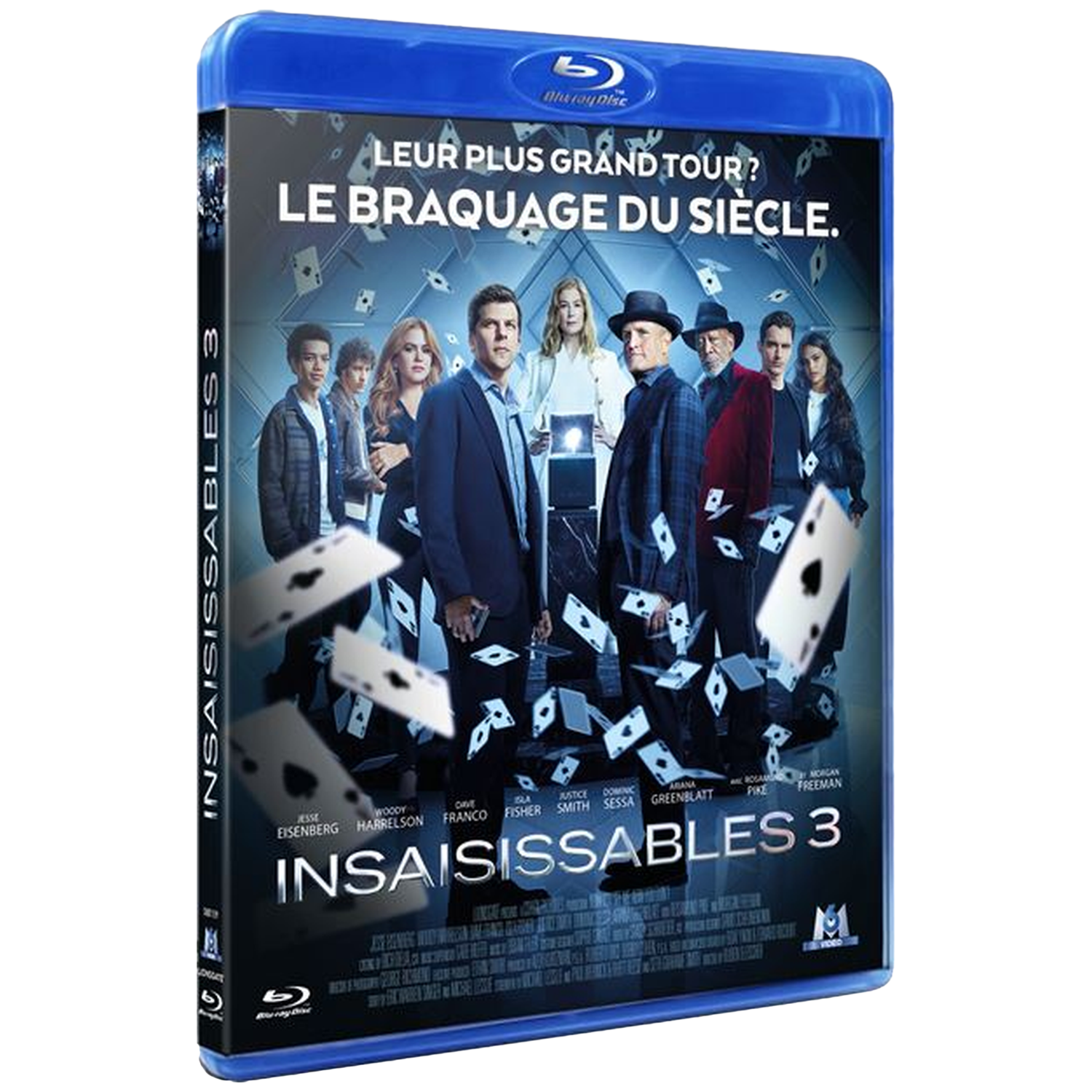 La couverture d'un film avec un groupe de magiciens entourés de cartes à jouer qui tombent.
