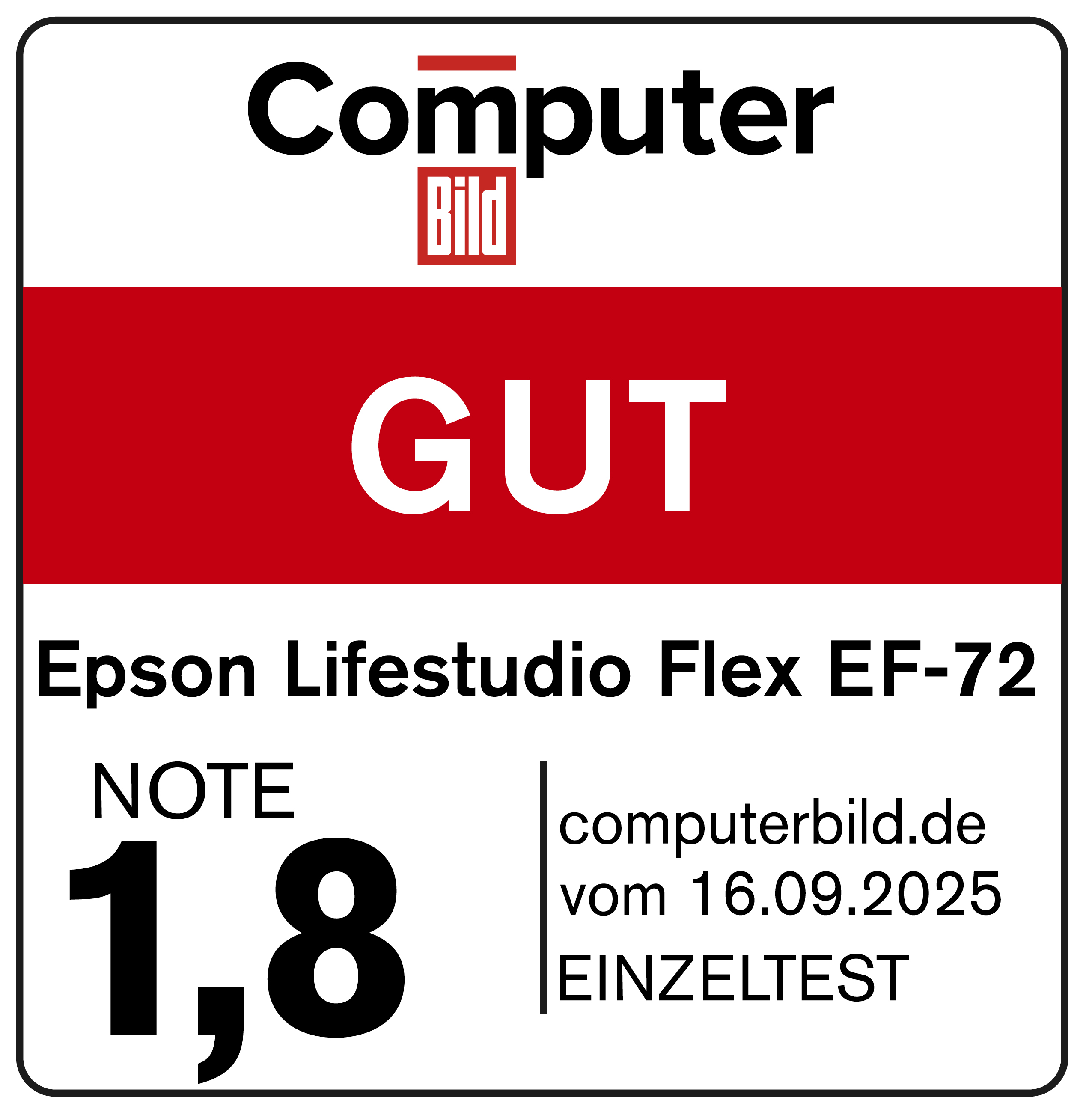 Computer Bild Siegel: Epson Lifestudio Flex EF-72, Note 1,8, GUT.