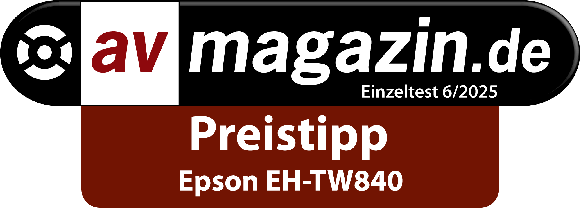 Logo avmagazin.de, Einzeltest 6/2025. Preistipp: Epson EH-TW840.