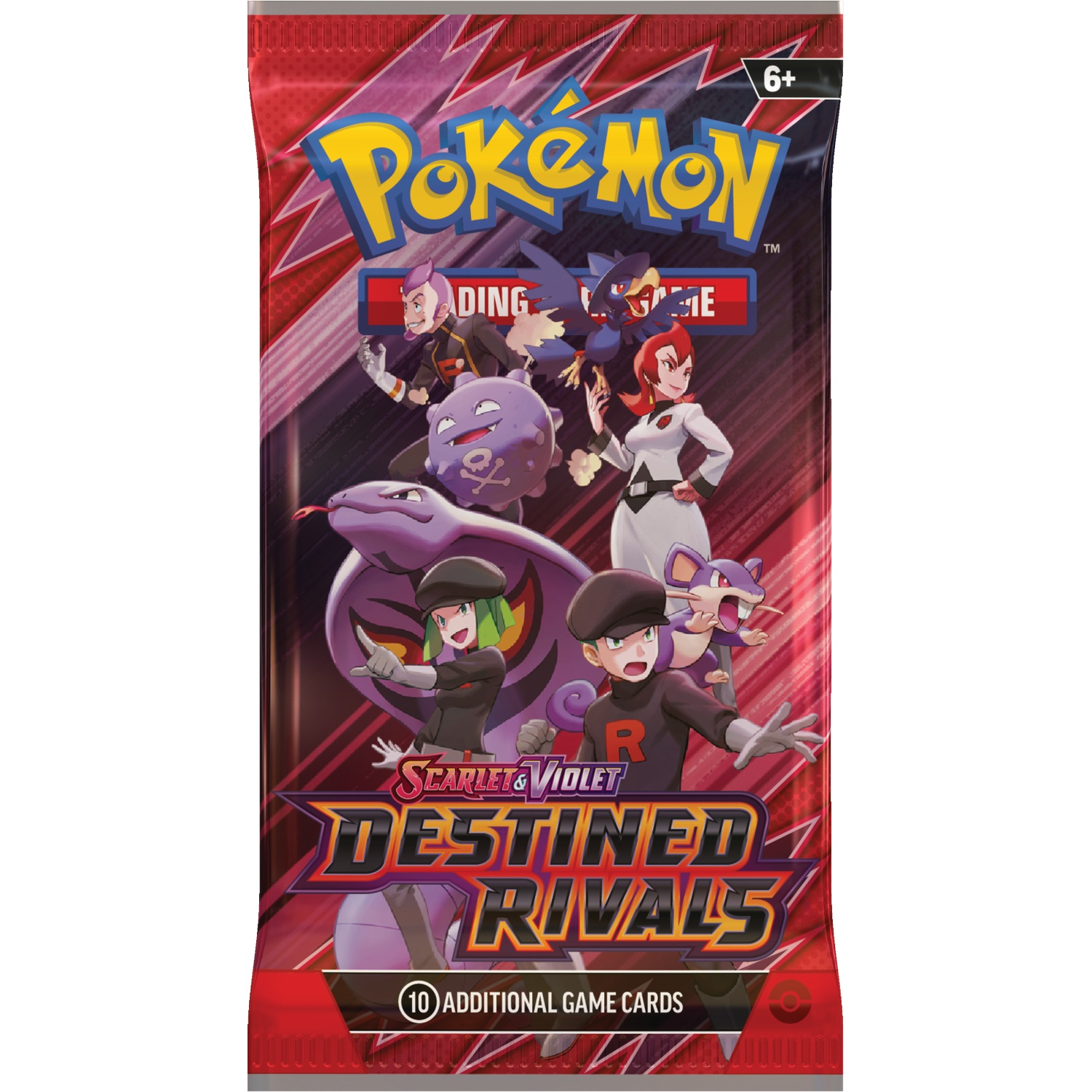 Pokemon "Destined Rivals" booster pack featuring characters and monsters.