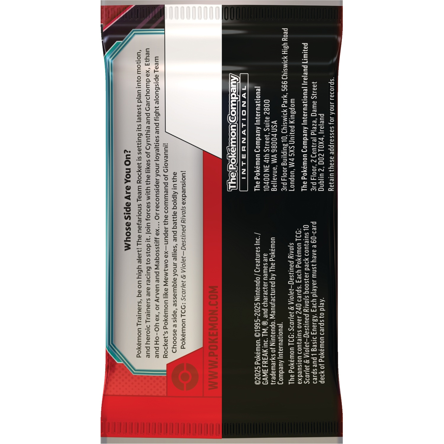 Pokémon TCG: Scarlet & Violet - Destined Rivals pack with text and logos.