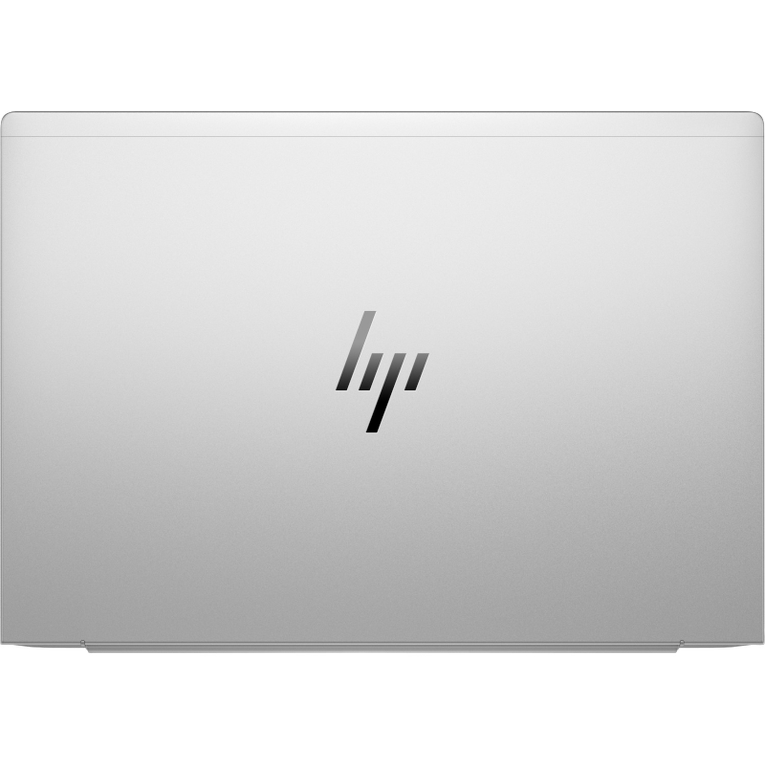 Closed silver HP laptop with logo in the center.