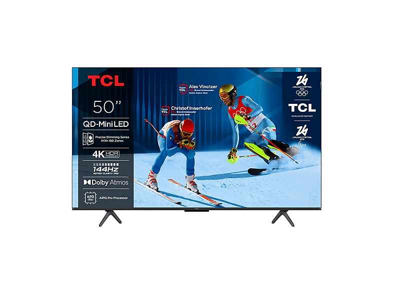 TCL 50C6K TV QD-MINI LED, SMART TV, 50 ”, QD-Mini Processore AiPQ Pro, Black, Classe E