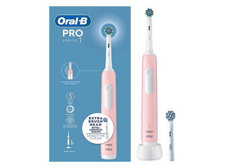 Cepillo eléctrico - Oral-B Pro Series 1, 3 Modos, Tecnología 3D, Diseñado Por Braun, Rosa