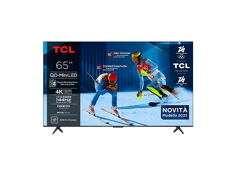 TCL 65C6K TV QD-MINI LED, SMART TV, 65 '', QD-Mini Processore AiPQ Pro, Black, Classe F
