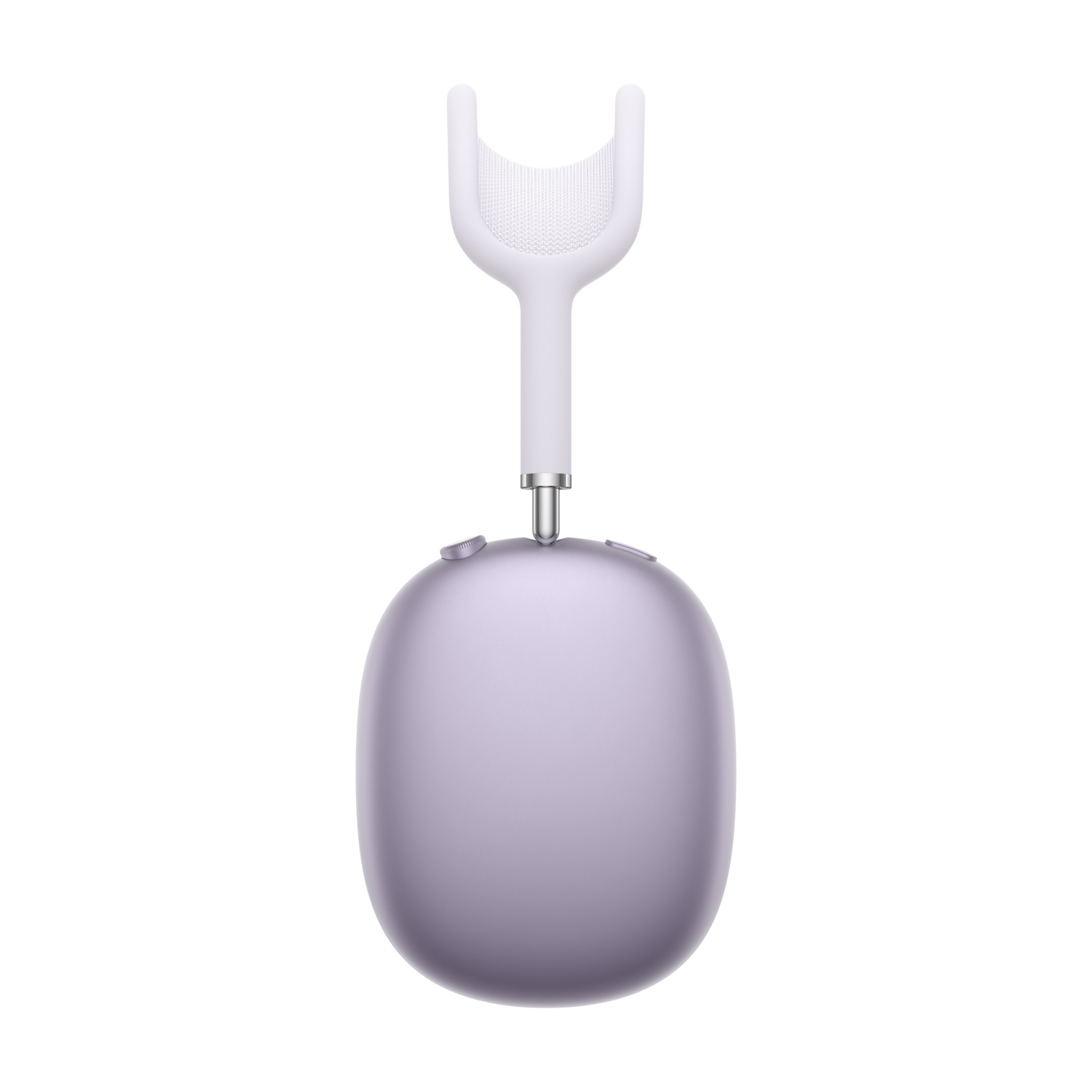 Un paio di cuffie viola con archetto bianco e parte superiore in rete.