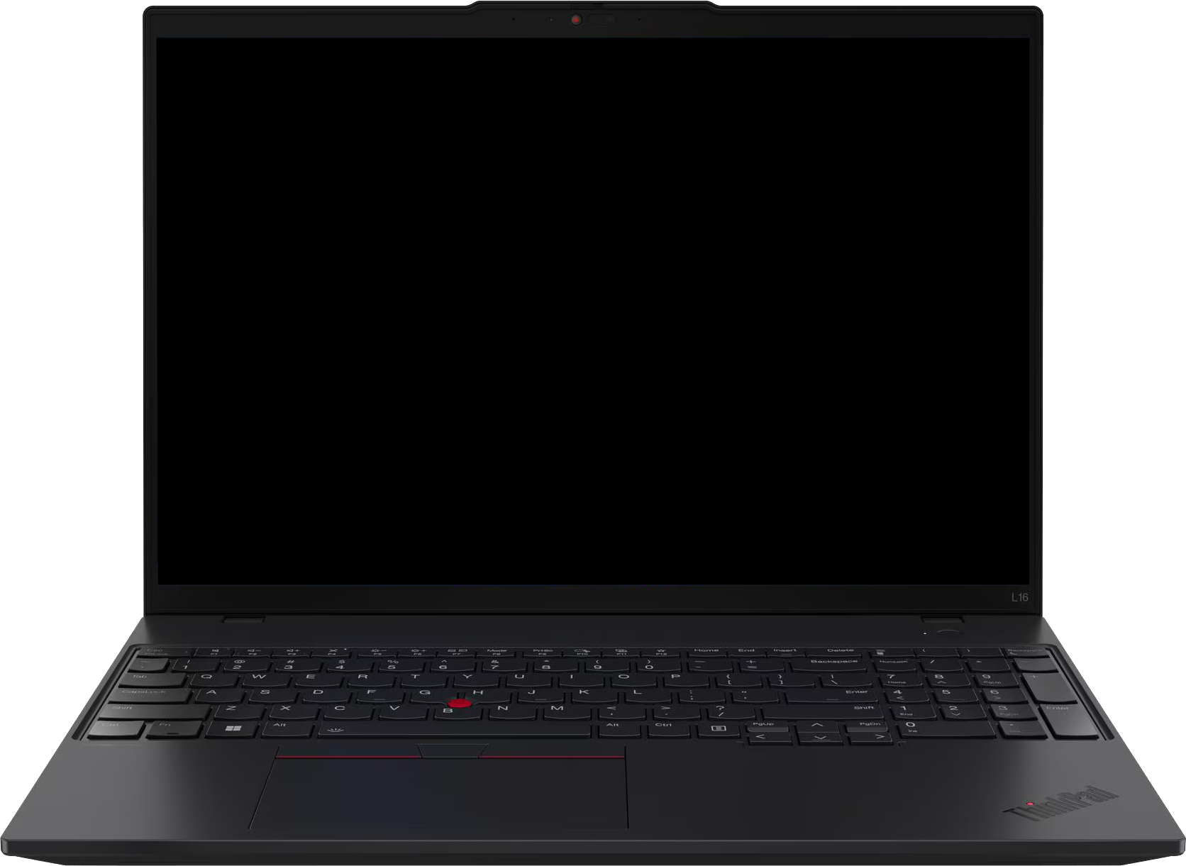 Egy fekete laptop háttérvilágítású billentyűzettel és touchpad-dal.