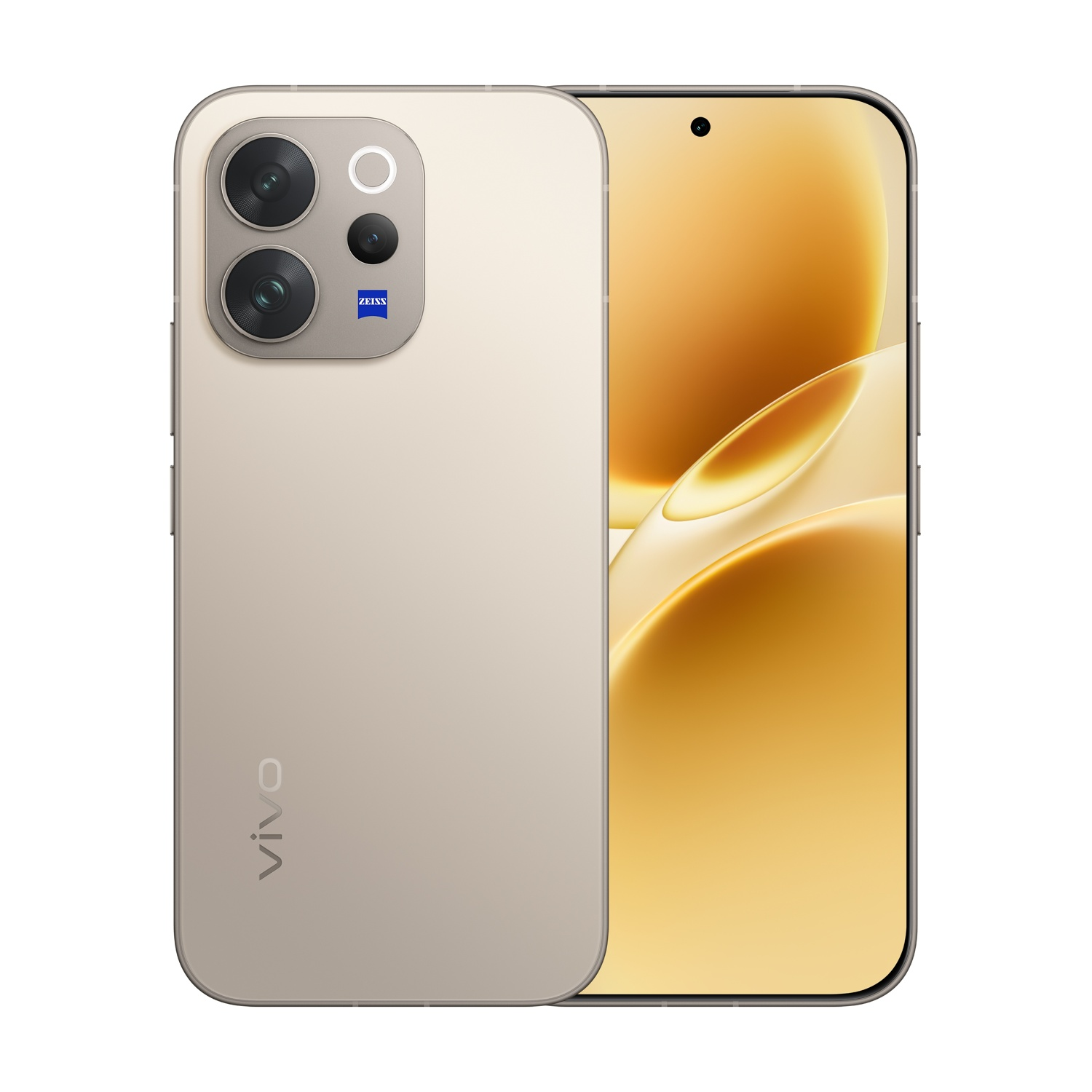 Uno smartphone Vivo dorato con fotocamere ZEISS sul retro.