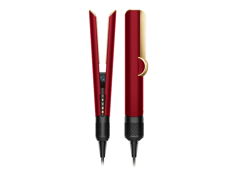 Plancha de pelo - Dyson Airstrait™, Alisado Mojado a Seco, 1600W, 3 Niveles temperatura, potencia, Red Velvet/Gold