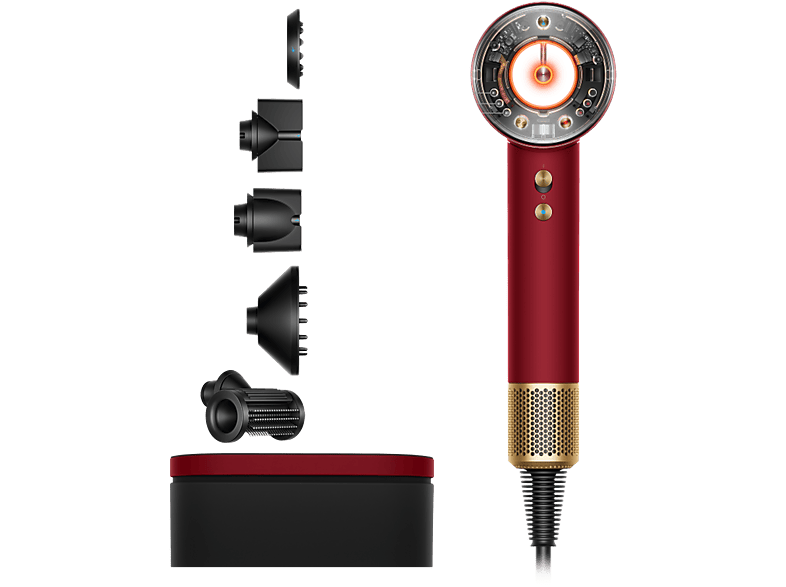MediaMarkt Supersonic Nural™, Dyson Secador, 5 Accesorios Inteligentes, 4 Niveles Temp Precisos, Red Velvet/Gold