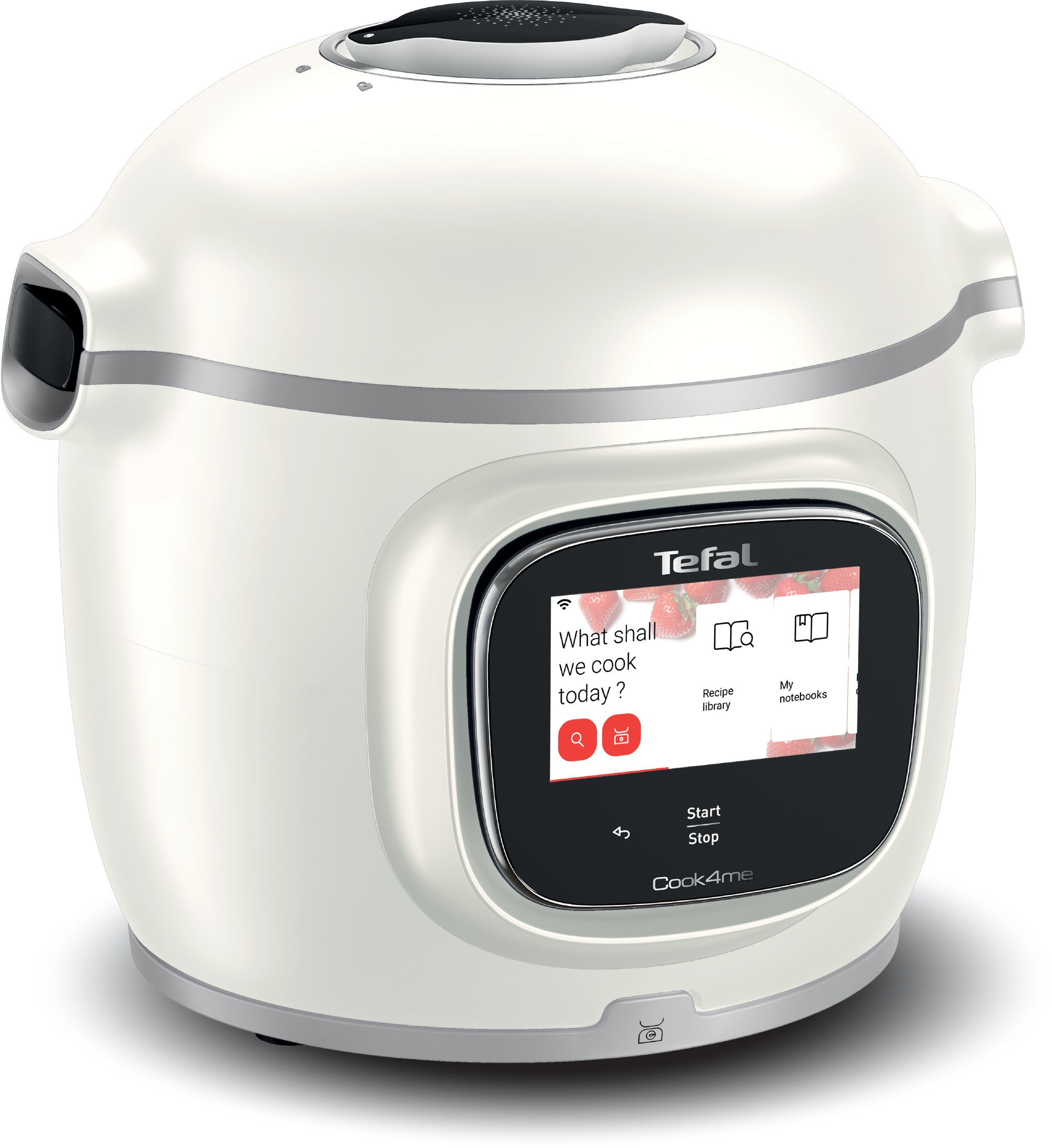 Fehér Tefal Cook4Me multifunkciós főző, érintőképernyővel.