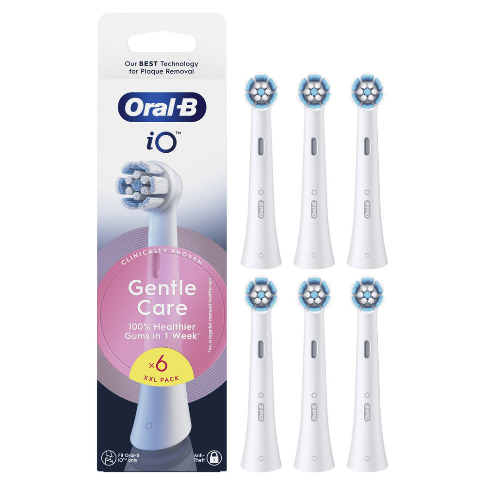Pack XXL Oral-B iO Gentle Care con 6 cabezales de cepillo. Clínicamente probado.