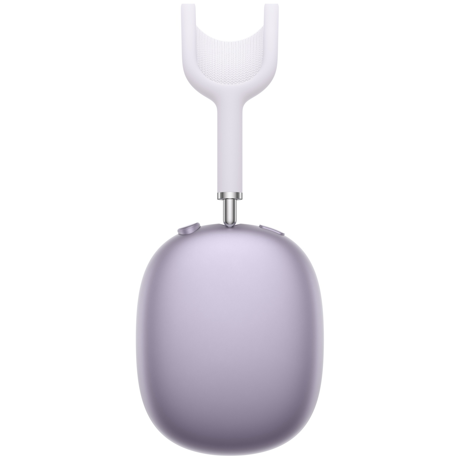 A lavender headphone with a white headband and mesh texture.