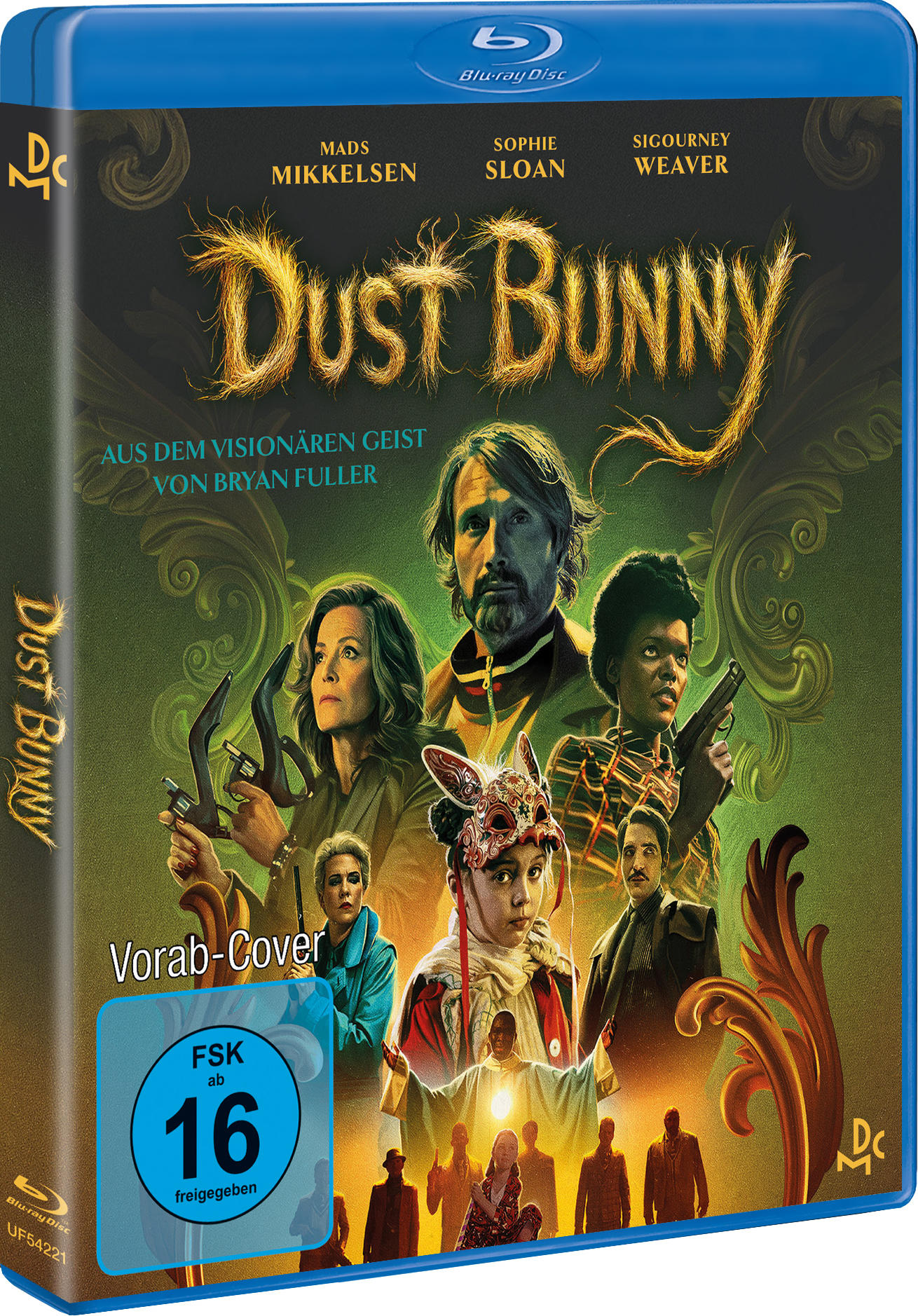 Blu-ray Cover von Dust Bunny mit Darstellern und FSK 16 Siegel.