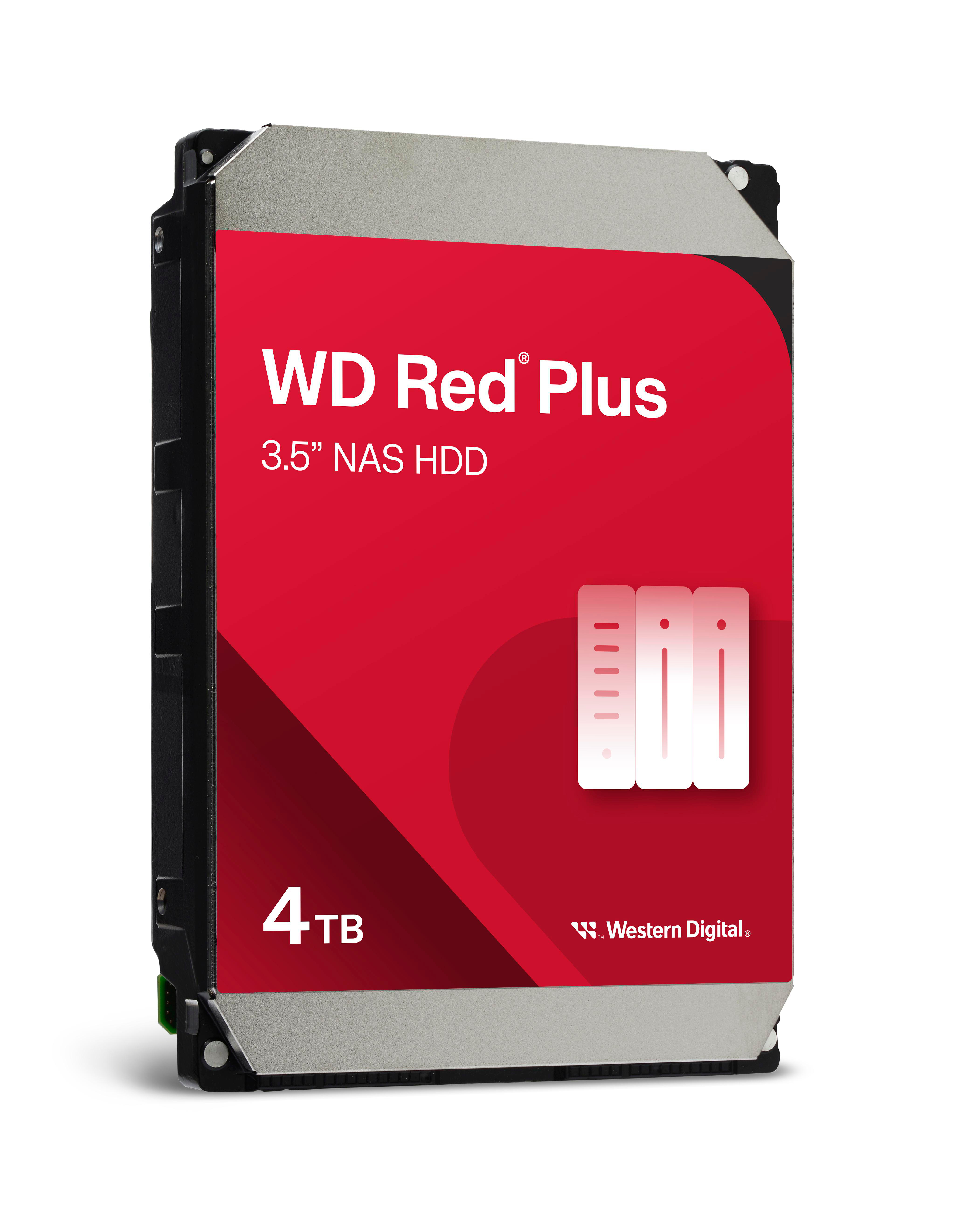 WD Red Plus 3,5-Zoll-NAS-HDD mit 4 TB Speicherkapazität.