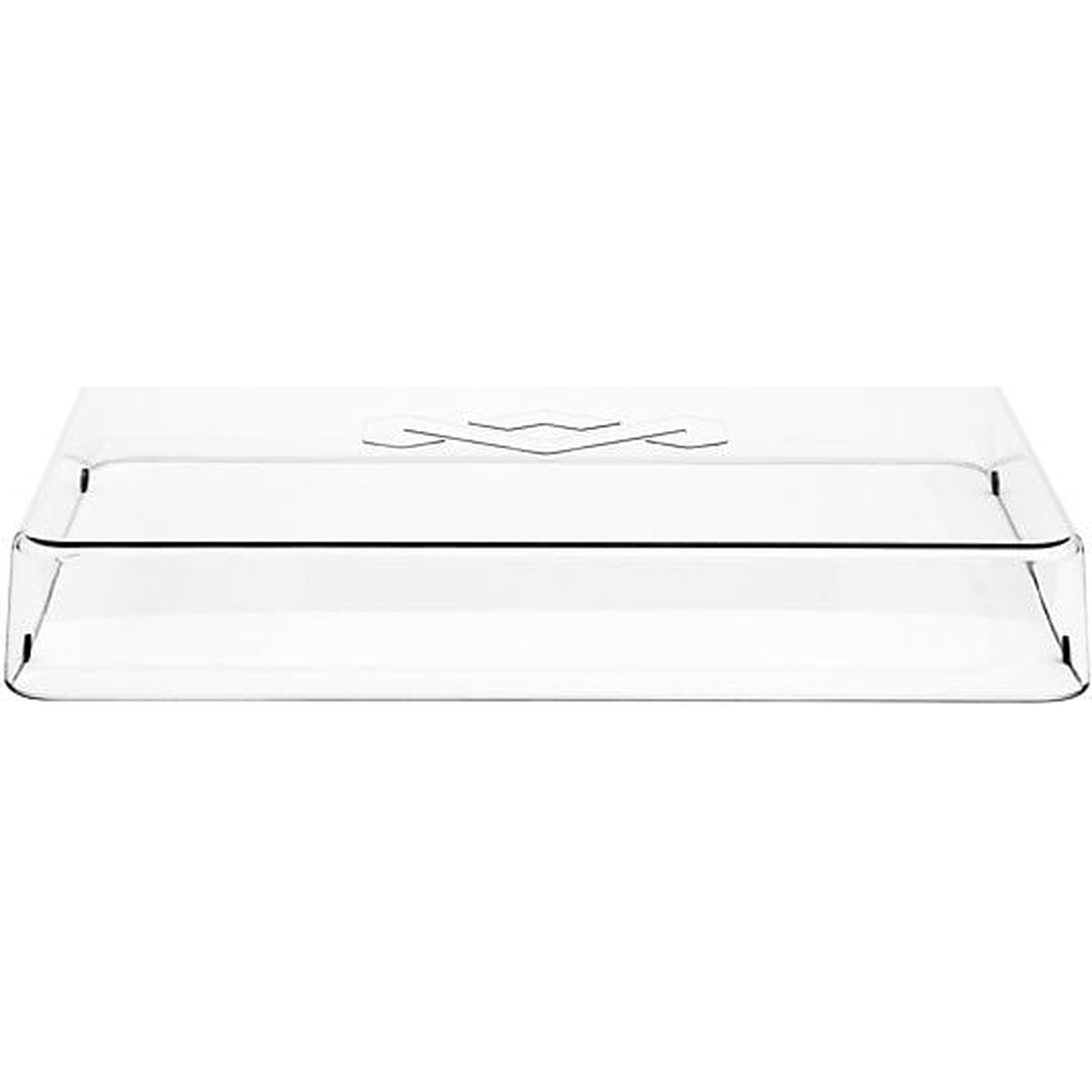 Clear rectangular cover with a handle in the center.