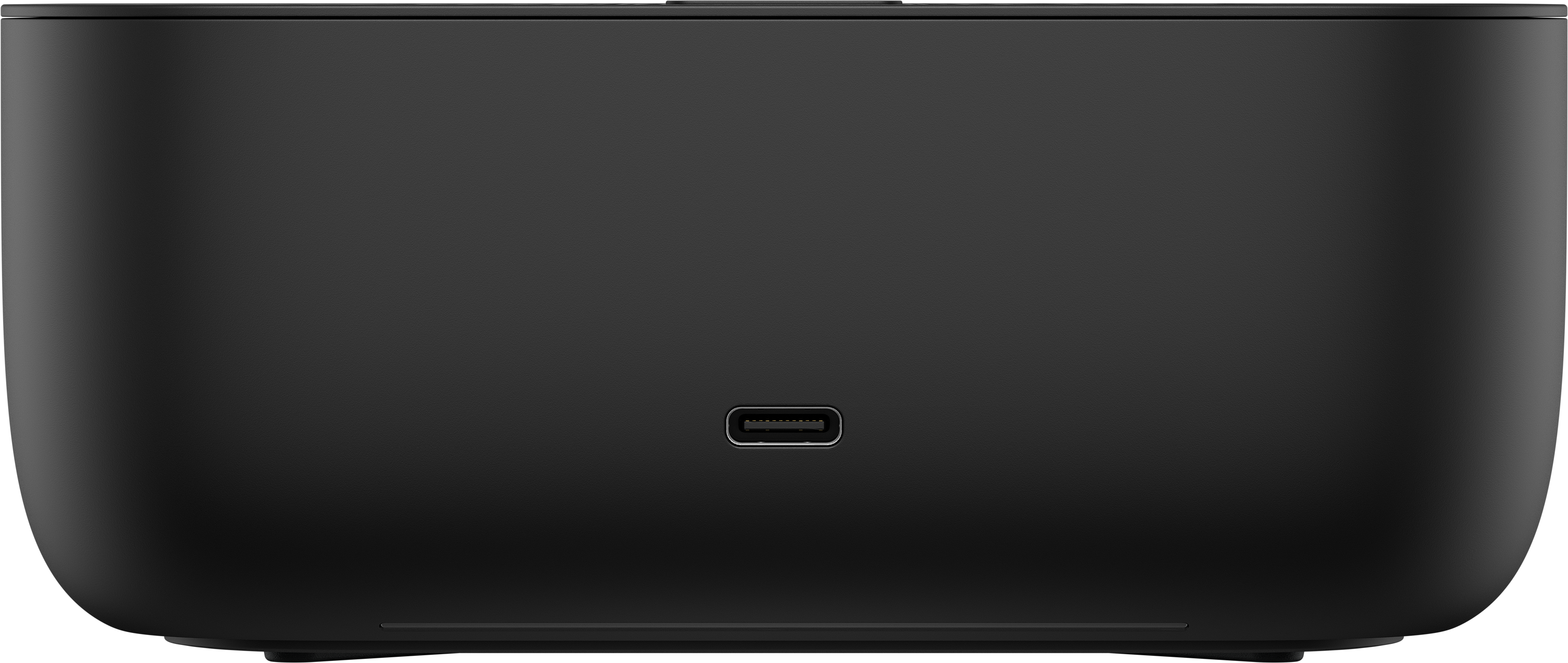 Schwarzes Gerät mit USB-C-Anschluss in der Mitte.