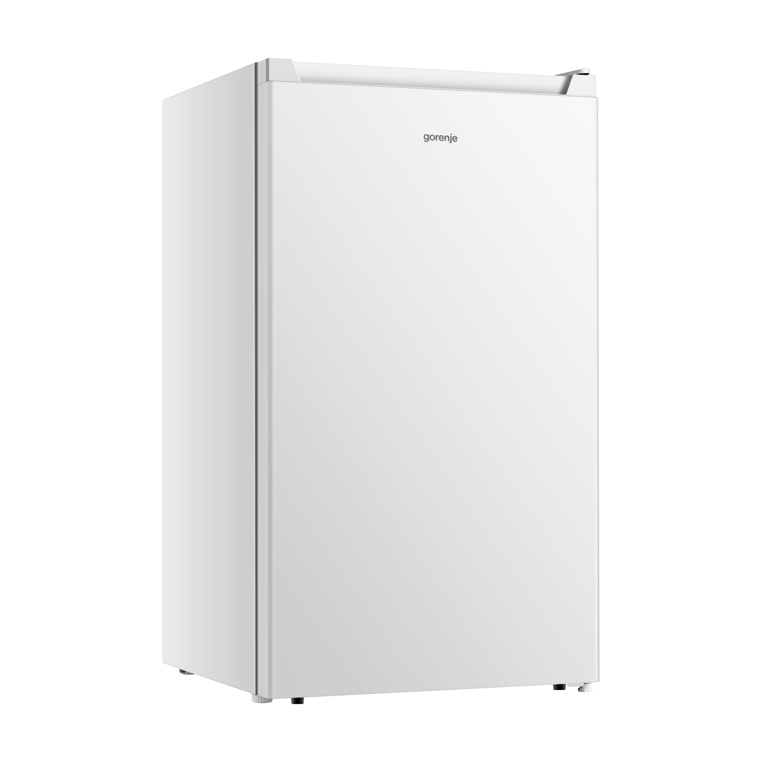 Un frigorifero Gorenje bianco su sfondo bianco.