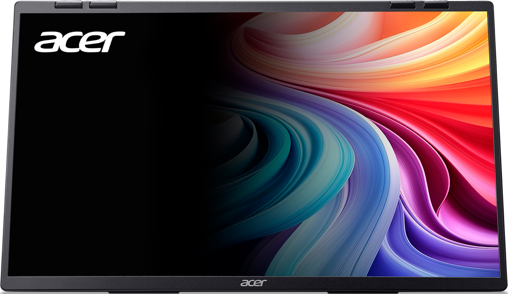 Un laptop Acer con uno sfondo astratto e colorato sullo schermo.