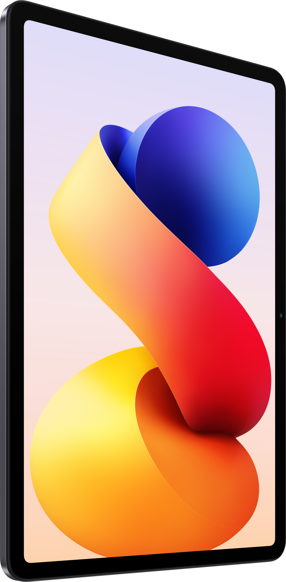 Ein Tablet mit abstraktem, bunten Hintergrund.