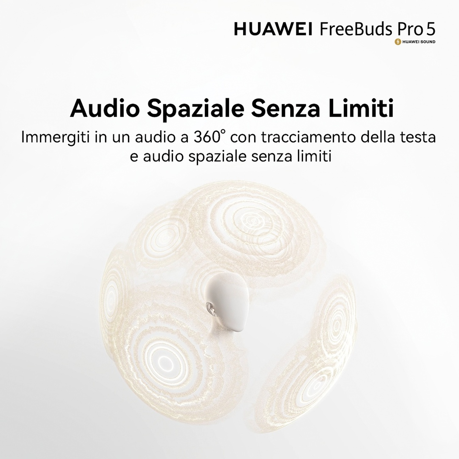 Un auricolare Huawei FreeBuds Pro 5 su sfondo astratto.