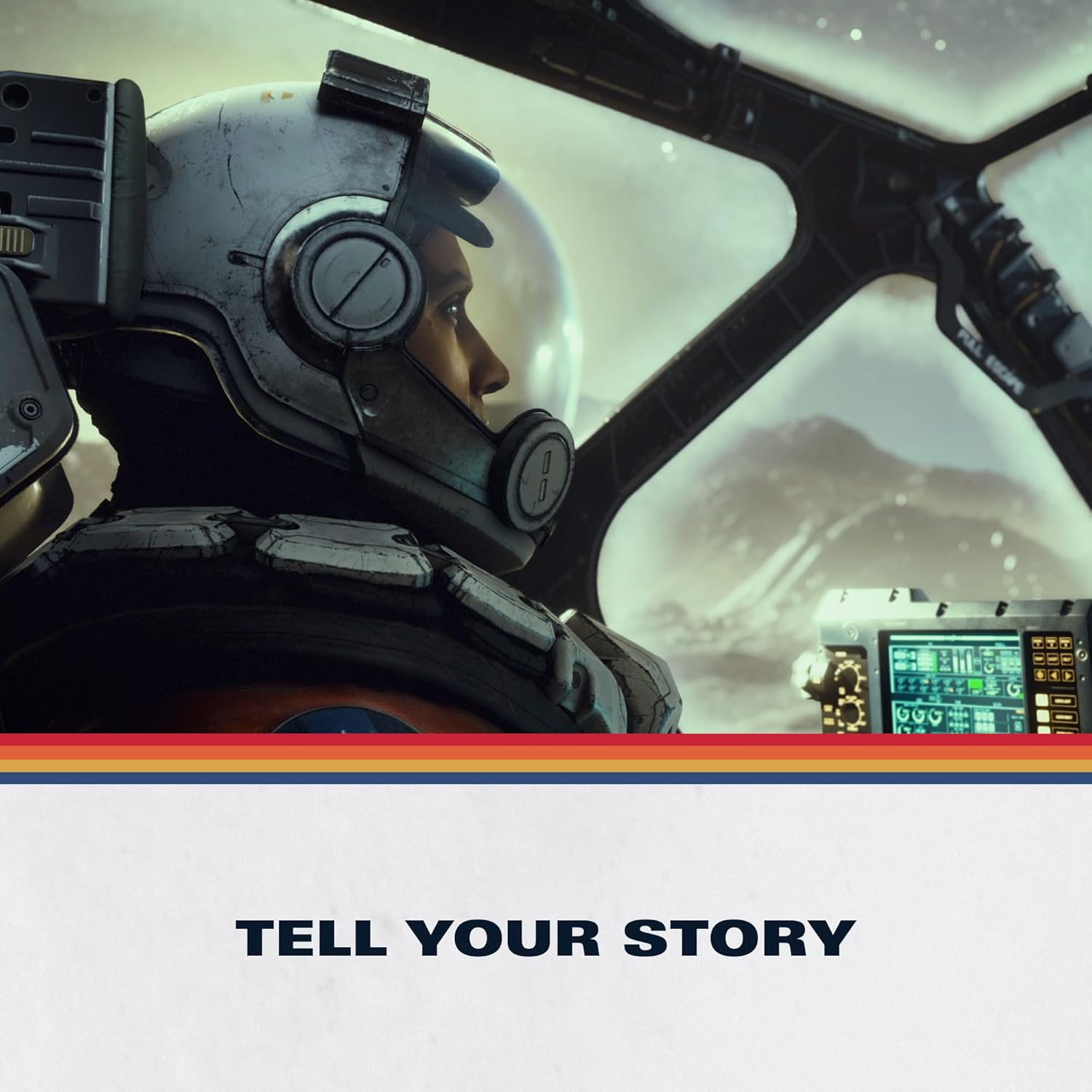 Ein Astronaut in einem Helm blickt aus dem Cockpit eines Raumschiffs.