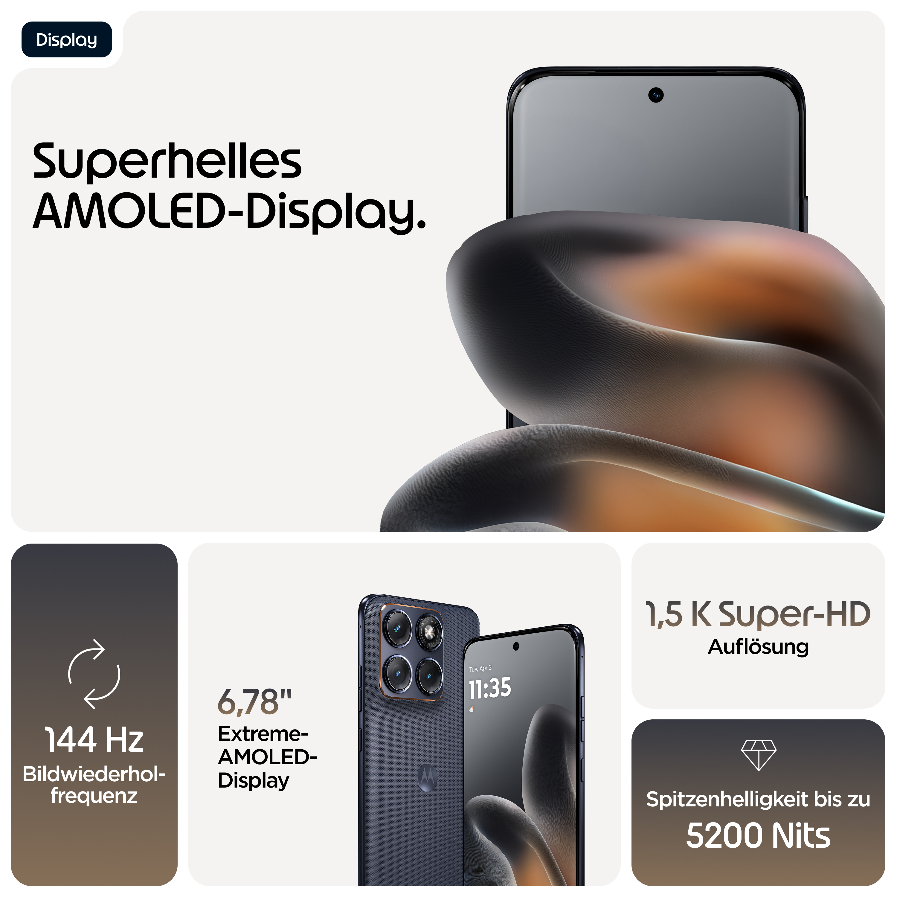 Uno smartphone con display AMOLED da 6,78" a 144 Hz e luminosità 5200 nits.