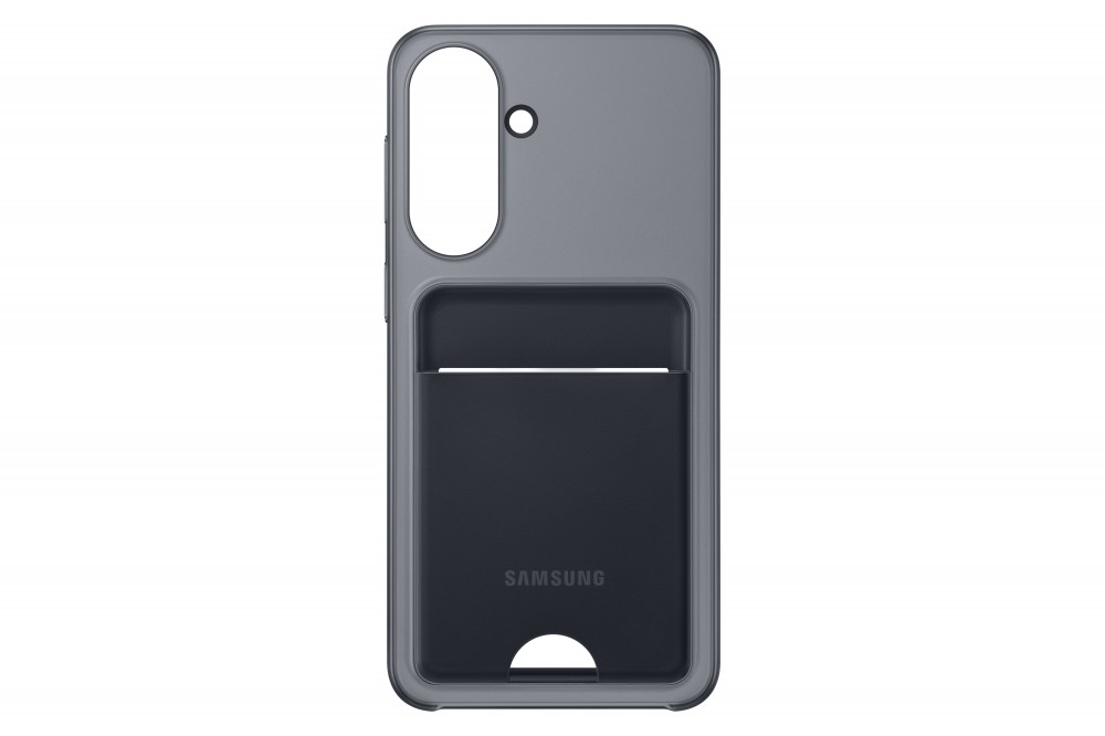 Szürke Samsung telefontok kártyatartóval és kamera kivágással.