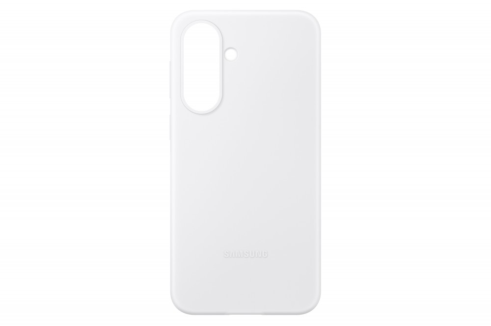 Fehér telefontok kivágással a kamerának és Samsung logóval.