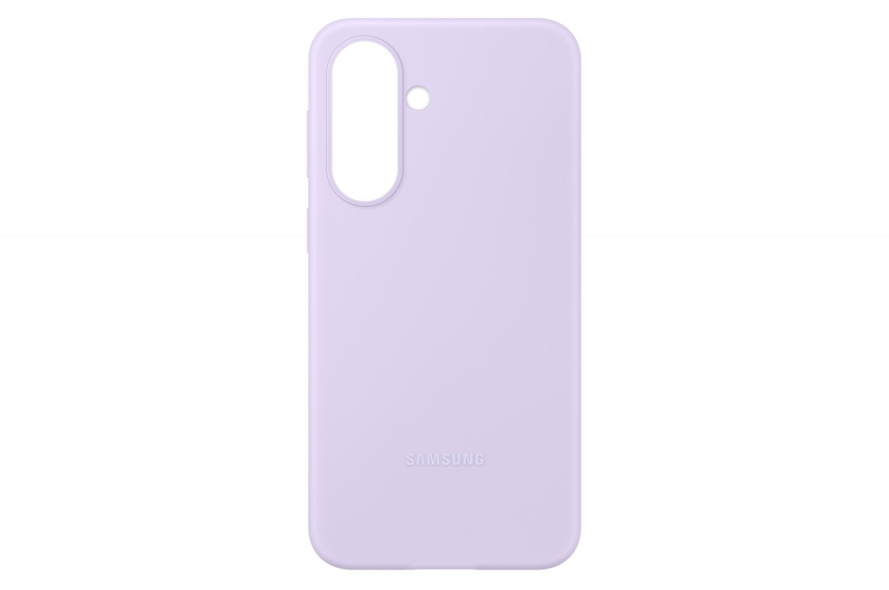 Egy levendula színű telefontok kamera kivágással és Samsung logóval.