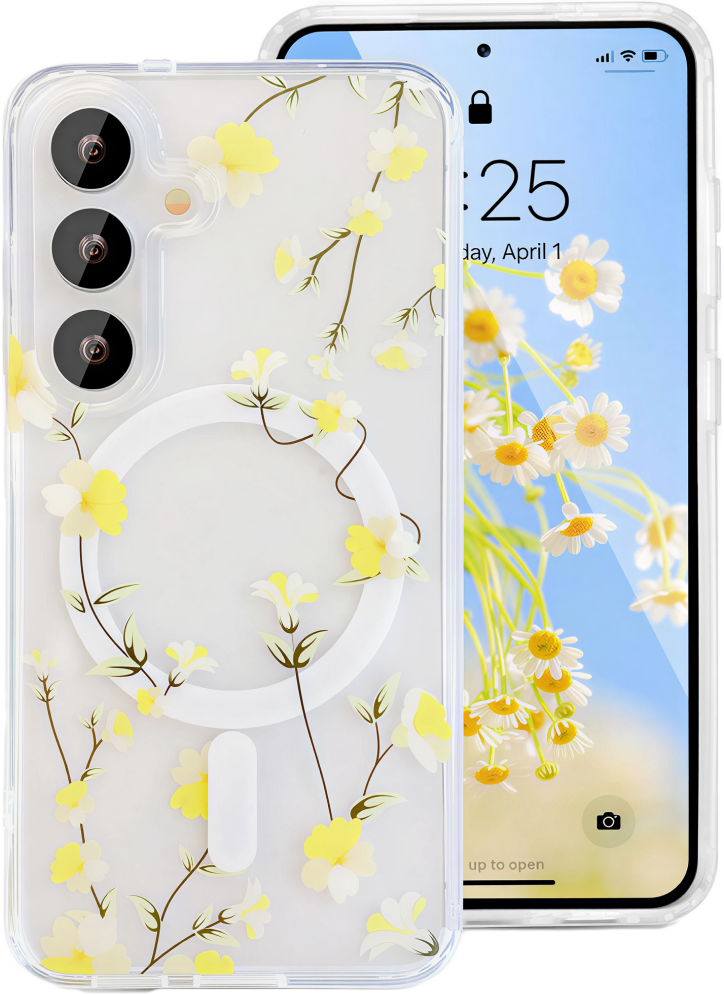 CASE AND PRO Samsung Galaxy A57 mágneses dupla lézernyomott mintás tok, átlátszó (MAGLDL-A57-TP)